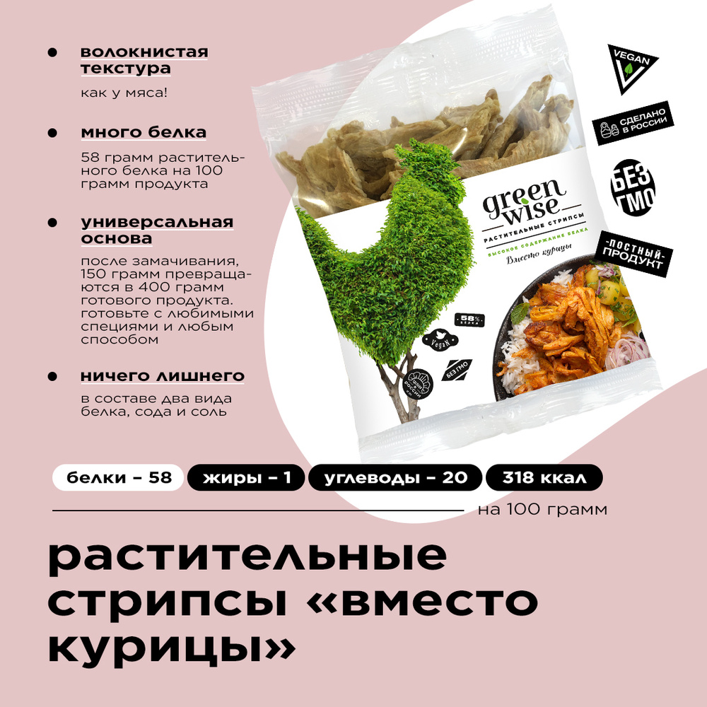 Растительные стрипсы Greenwise вместо Курицы - купить с доставкой по  выгодным ценам в интернет-магазине OZON (632866957)