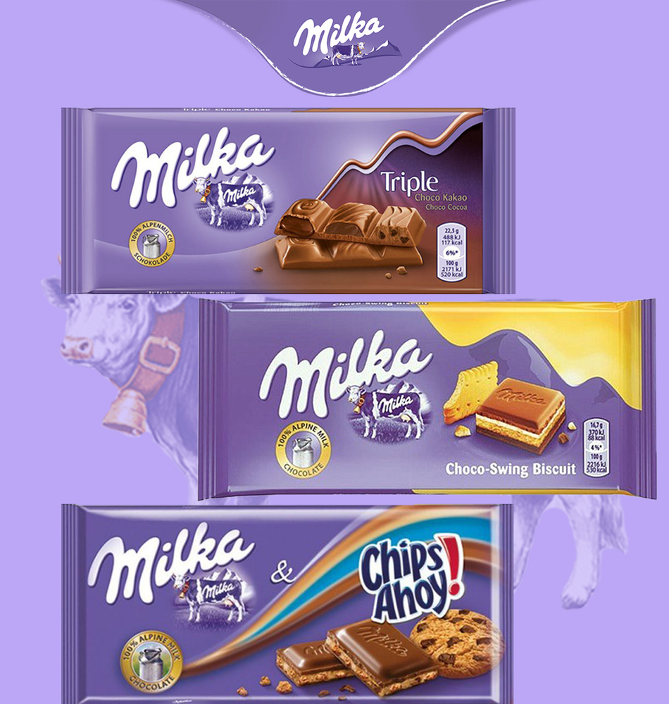 Набор шоколада Milka: Милка плиточный шоколад Chips Ahoy, крем и ...
