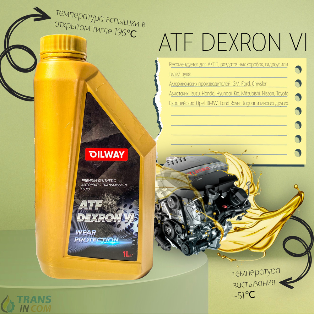 Трансмиссионное масло OilWay ATF DEXRON VI синтетич. 1л. - купить по ...