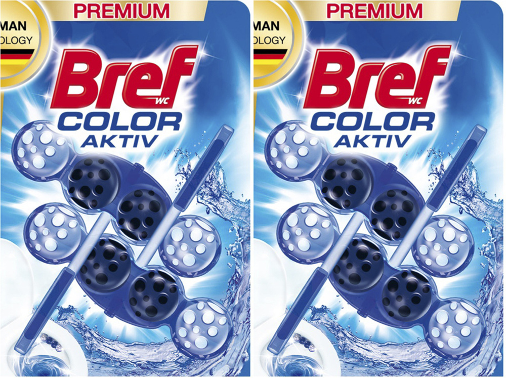 Блок для унитаза Bref Color Aktiv с хлор-компонентом 50 г x 2 шт, комплект: 2 упаковки по 100 г  #1