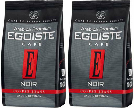 Кофе Egoiste Noir Arabica Premium в зернах 1 кг, комплект: 2 упаковки ...