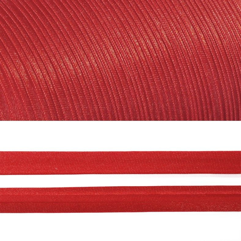 Косая бейка для шитья атлас (бейка атласная) шир.15мм цв.красный (132 метра)  #1