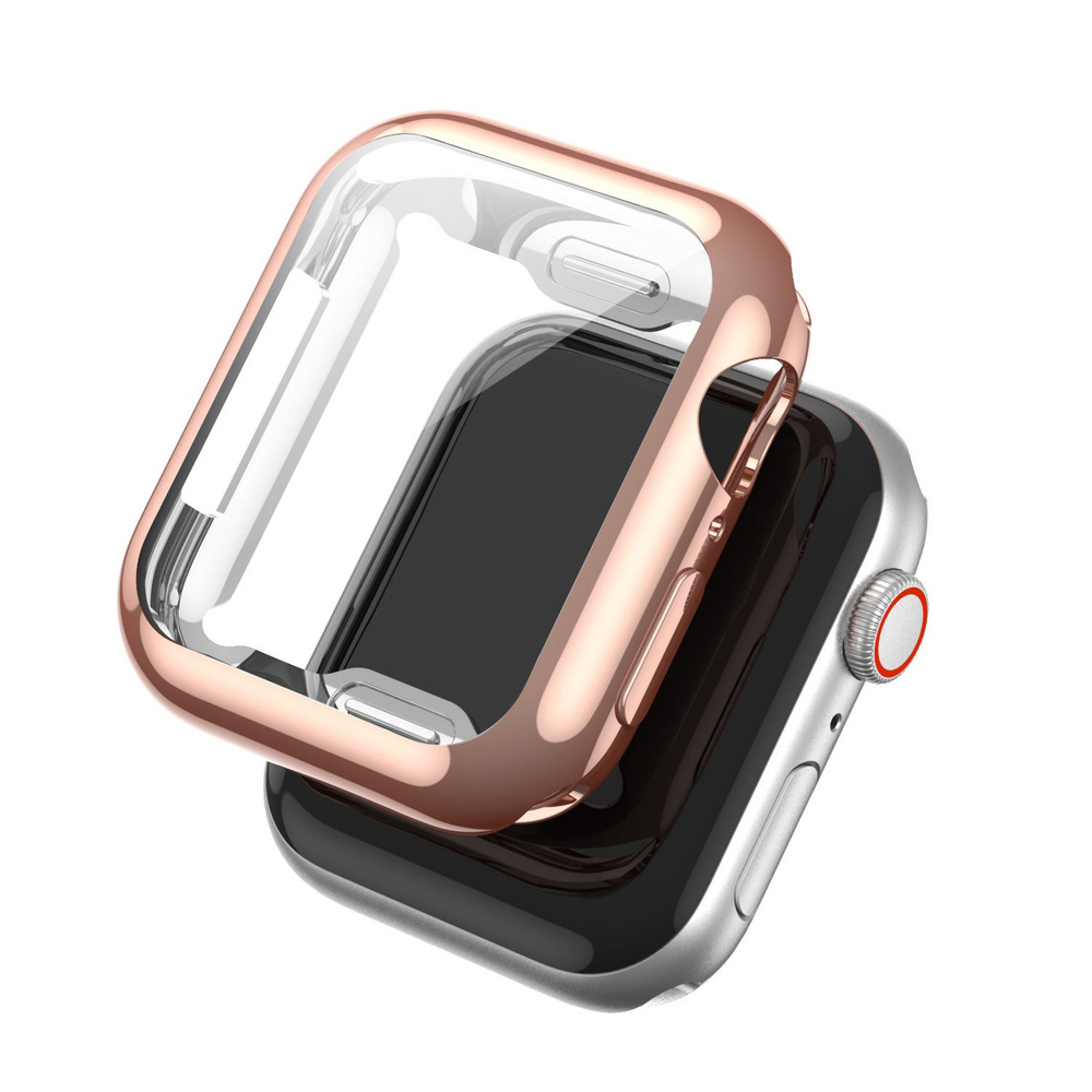 Защитный силиконовый противоударный чехол со стеклом для корпуса Apple Watch Series 7/8 (эпл вотч) 45 #1