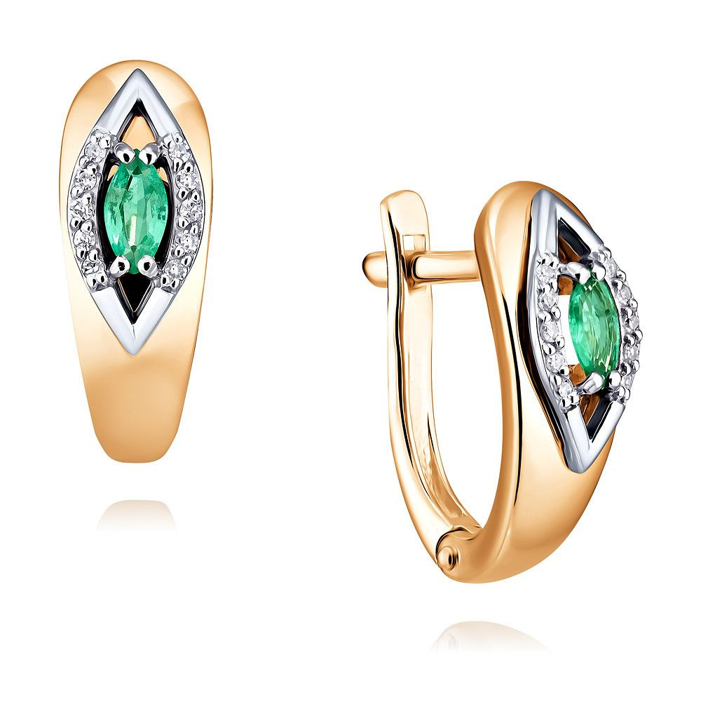 Золотые серьги (сережки) 585 пробы Адамас женские классические с ...