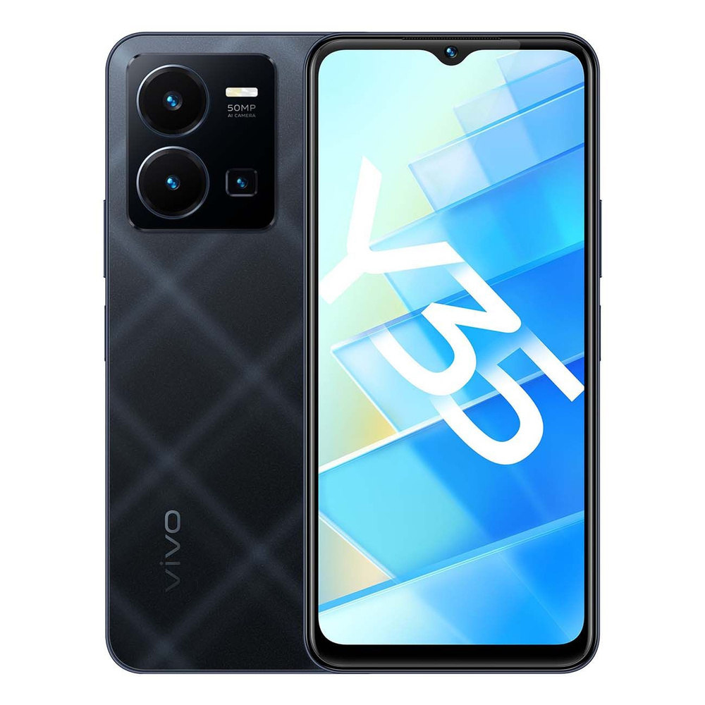 Vivo Смартфон Y35 4/64GB чёрный агат 4/64 ГБ, черный