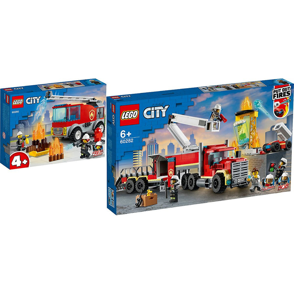 City Fire 2er Set: 60280 Feuerwehrauto + 60282 Mobile  Feuerwehreinsatzzentrale ЛЕГО Пожарная машина с лестницей+Команда пожарных  - купить с доставкой по выгодным ценам в интернет-магазине OZON (980892432)