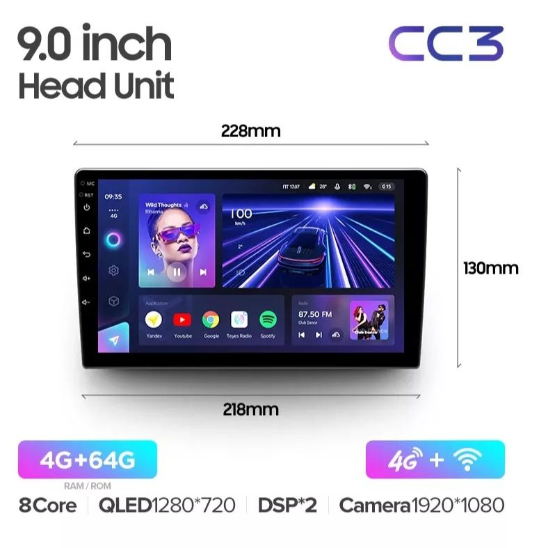 Магнитола TEYES CC3 4/64ГБ (без переходной рамки!) Android 10, 8 ...