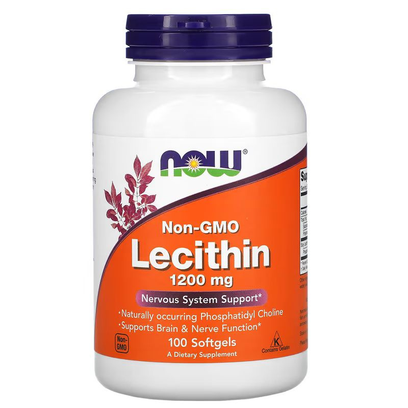 Лецитин 1200 мг, фосфотидилхолин NOW Foods Lecithin, 100 капсул #1