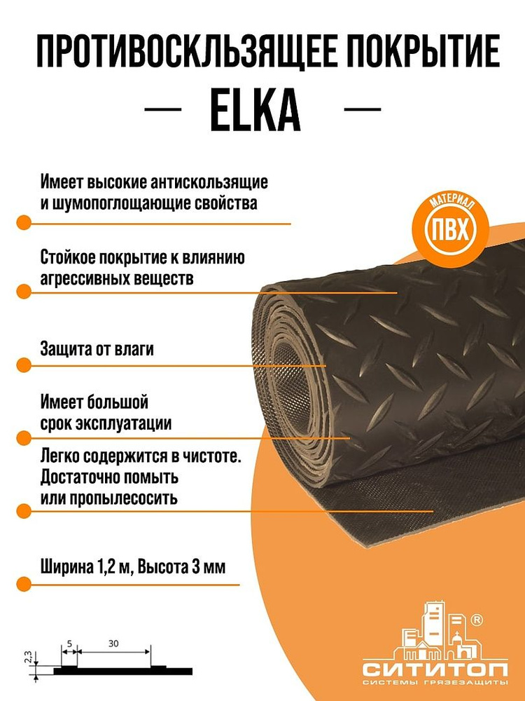 Противоскользящее покрытие ELKA 1,2 x5 м черный #1