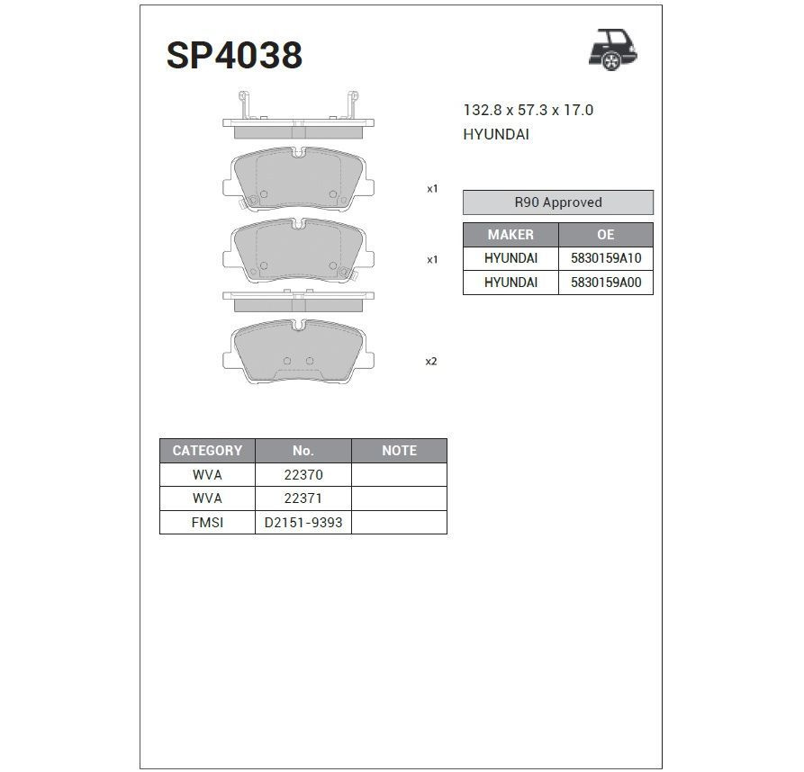 Колодки тормозные Sangsin Brake SP4038 Задние - купить по низким ценам ...