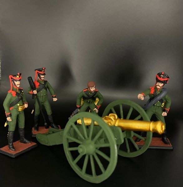 Набор оловянных солдатиков из 5 фигурок Русский артиллерийский расчет ...