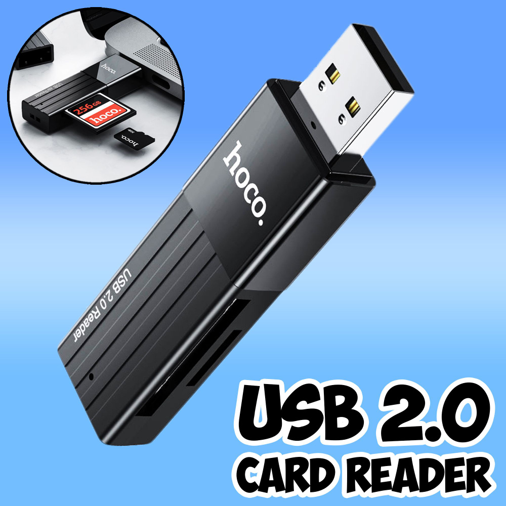 USB 2.0 картридер HOCO переходник для SD и microSD карт флешек #1