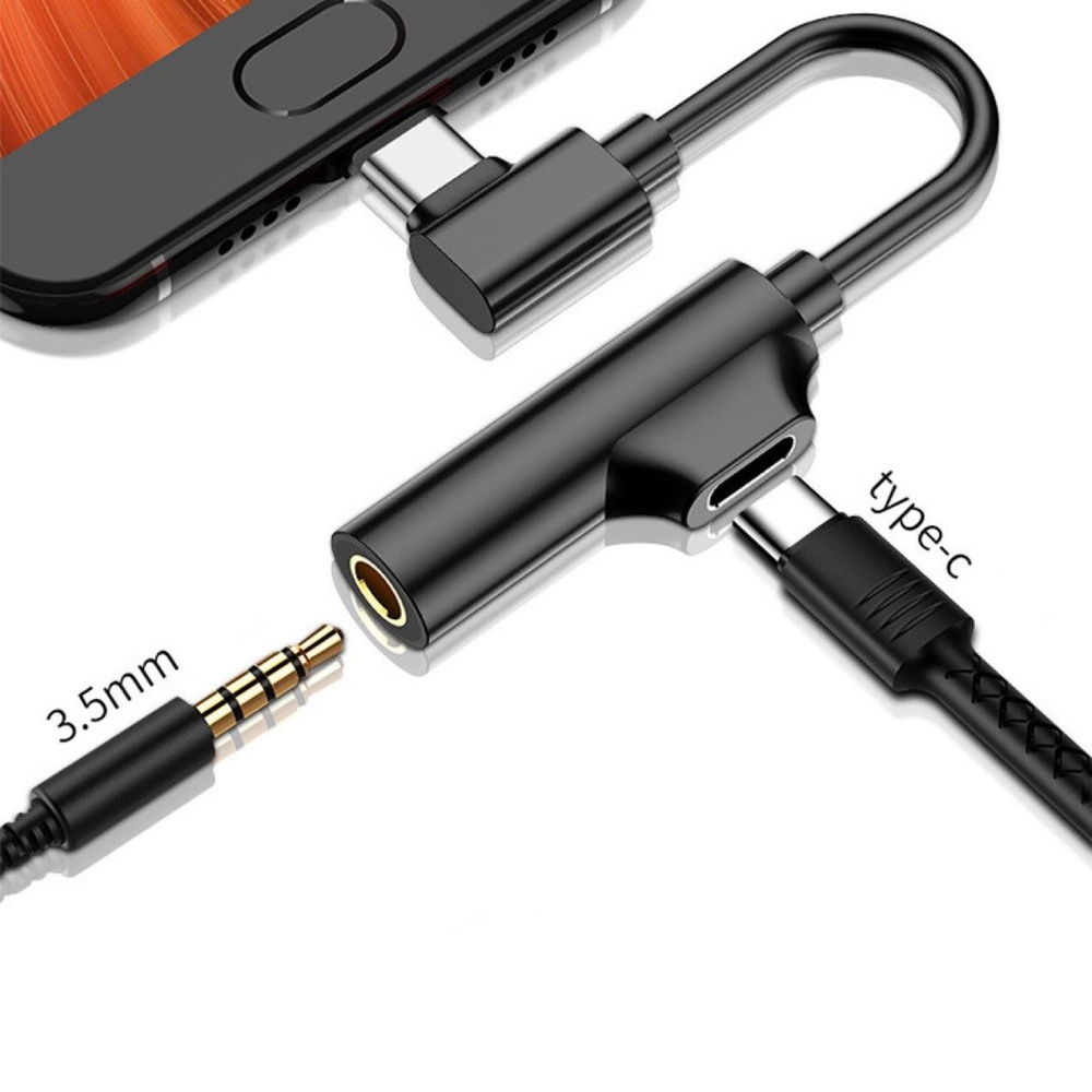 Аудио переходник AUX / адаптер с USB Type-C (Папа) на Jack 3.5 мм (мама) +  USB Type-C (мама) для наушников / адаптер USB Type-C - Jack 3.5 адаптер для  зарядки, наушников -