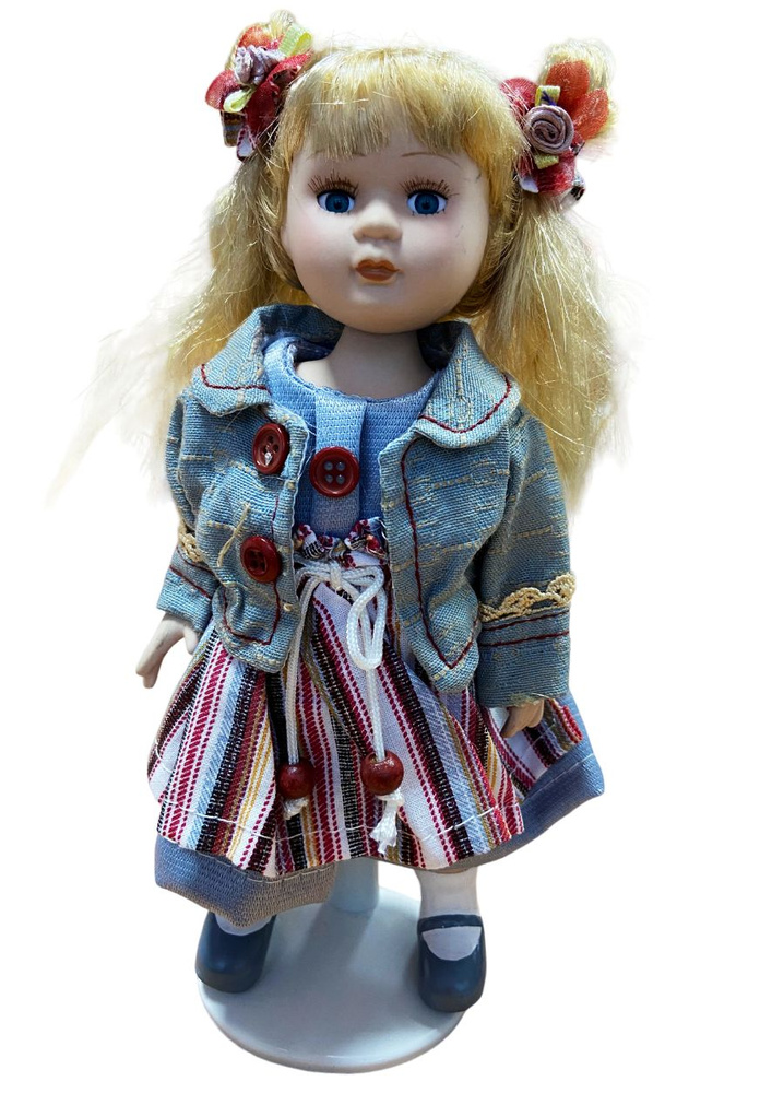 Кукла коллекционная "Лариса в полосатой юбочке"е 20х9х6см. Керамика ...