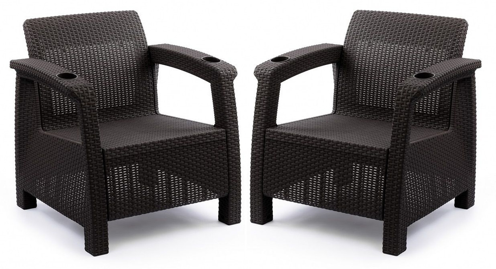 Кресло садовое "Ротанг", 2 кресла в комплекте, Альтернатива, цвет: мокко, М8839  #1