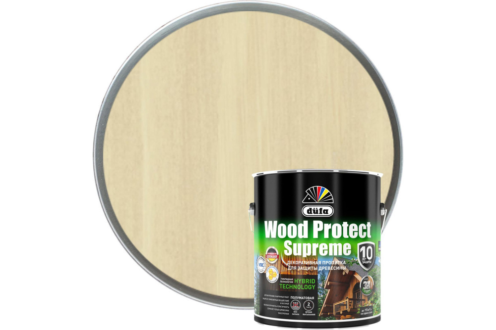 Пропитка декоративная для защиты древесины Dufa Wood Protect Supreme бесцветная 2,5 л  #1