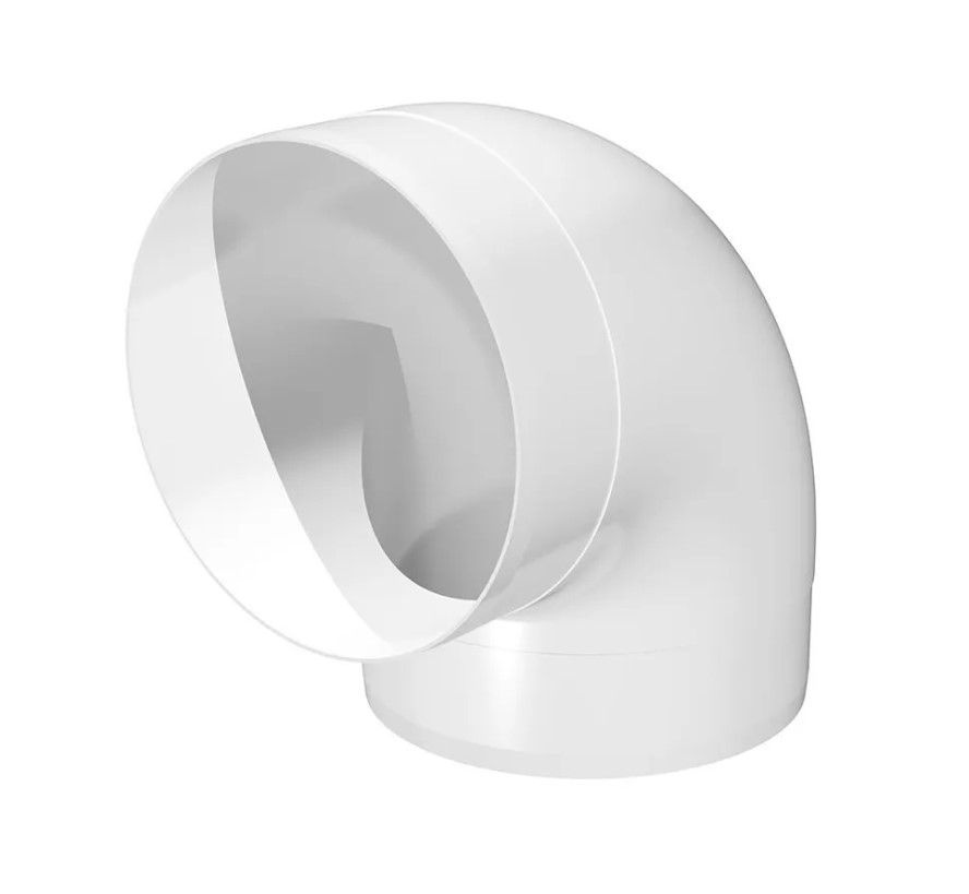 Колено круглое для воздуховодов D 100 мм из белого ABS пластика  #1