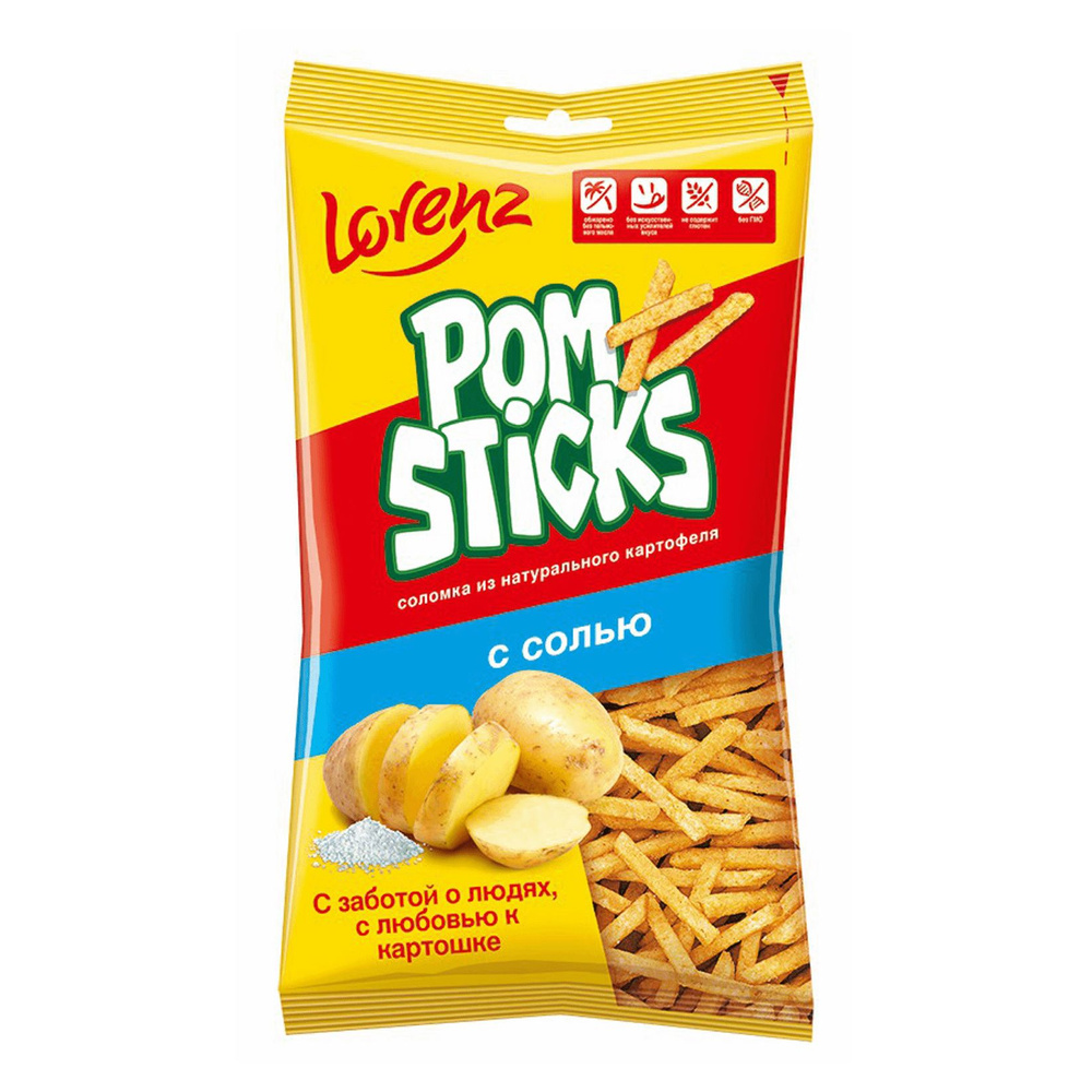 Чипсы картофельные Pomsticks Lorenz с солью 100 г- 4 шт. #1