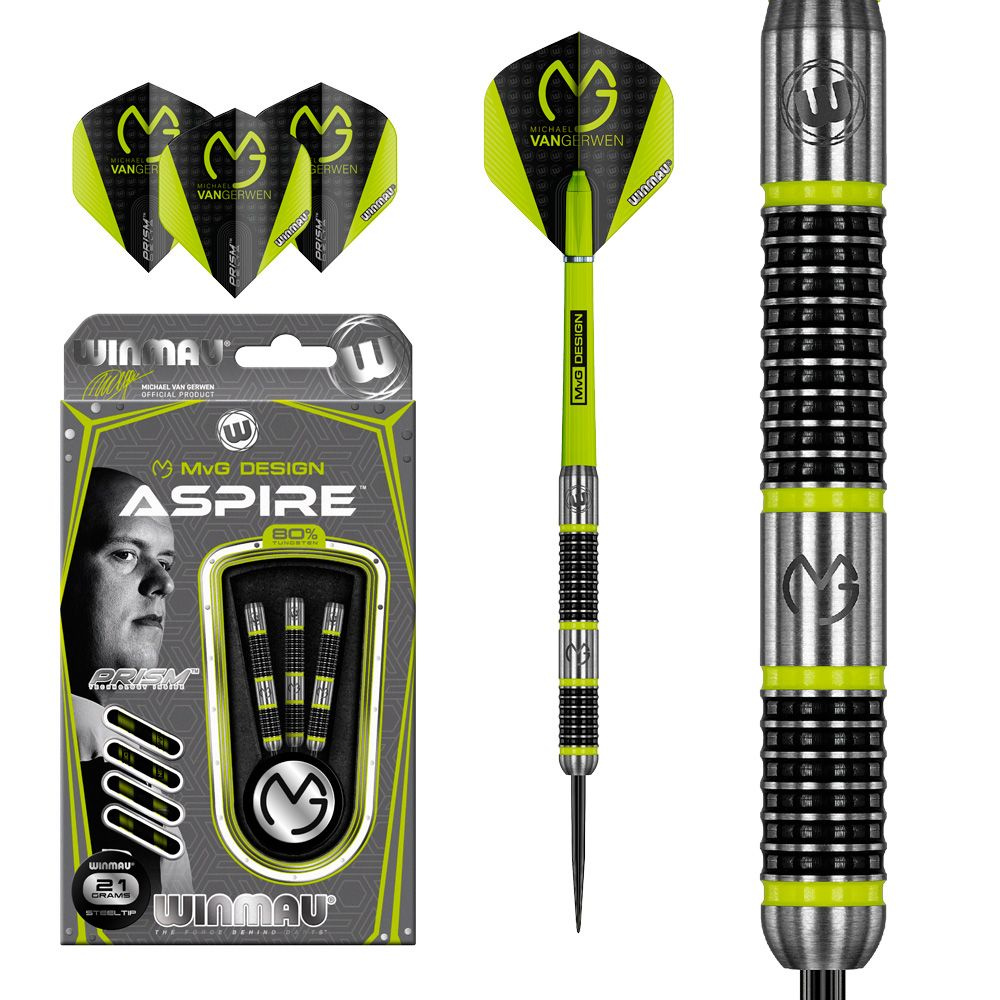 Дротики 21гр Winmau MvG Aspire Steeltip для игры в Дартс. Дротики Майкла  ван Гервена.