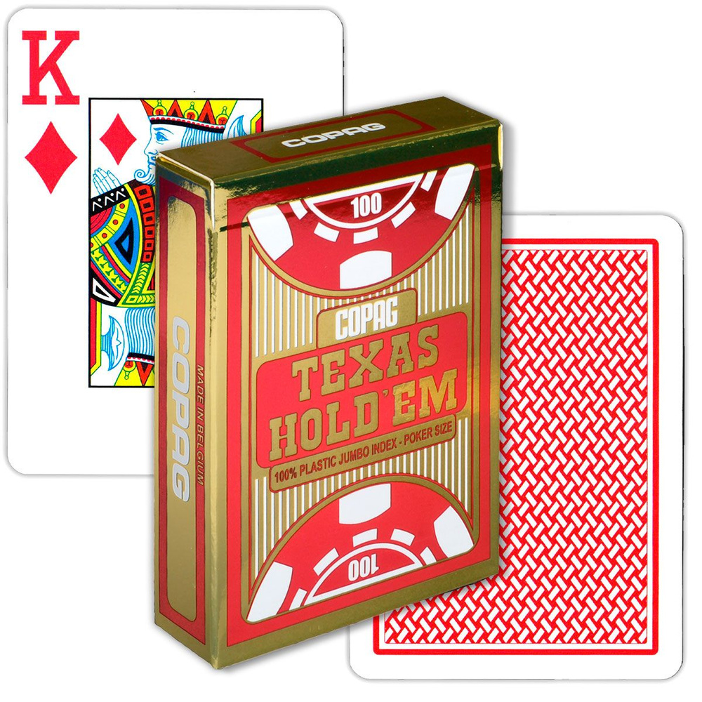 Copag Texas Holdem Gold, 100% пластиковые игральные карты, красная рубашка  #1