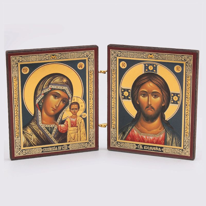Складень Спаситель и Казанская Божия Матерь 7*12, деревянный ...
