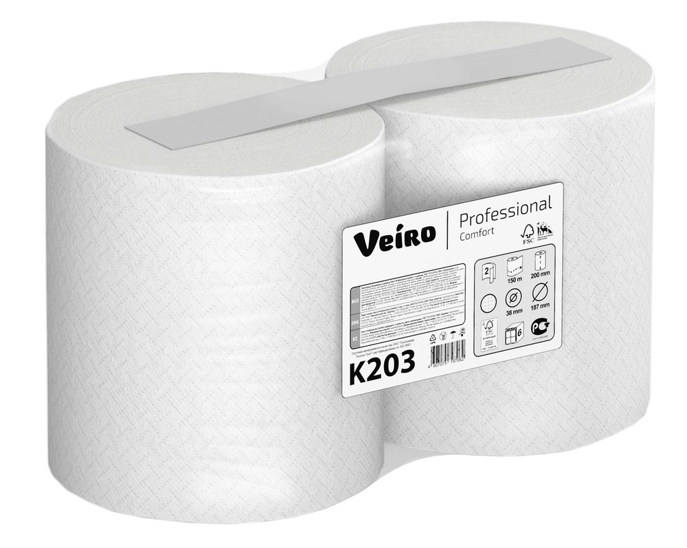 Полотенца бумажные рулонные Veiro Professional Comfort K203 двухслойные ...