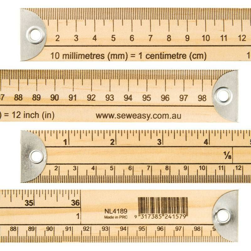 Линейка - метр деревянный, бытовой, с градацией в сантиметрах и дюймах, 1 шт.  #1