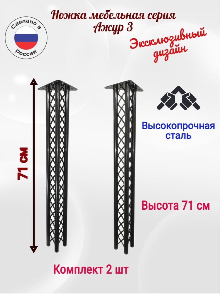 Опора мебельная металлическая черная