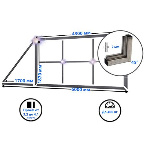 Каркас откатных ворот для самостоятельной сварки FURNITEH толщиной 2 мм без направляющей  #1
