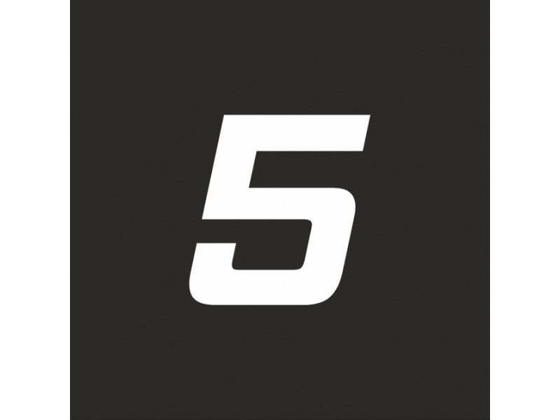 Наклейка стартовый номер 80 мм X 76 мм 5 Белая #1