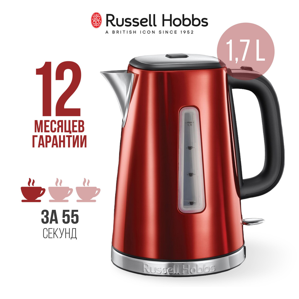 Купить электрический чайник Russell Hobbs Luna Solar, Металл по низкой  цене: отзывы, фото, характеристики в интернет-магазине Ozon (764911084)