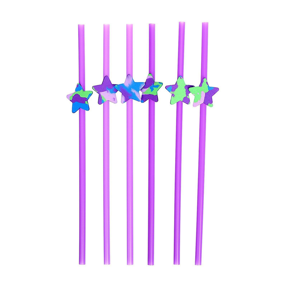 Трубочка для коктейля Страна Карнавалия "Звезда", в наборе 6 штук  #1