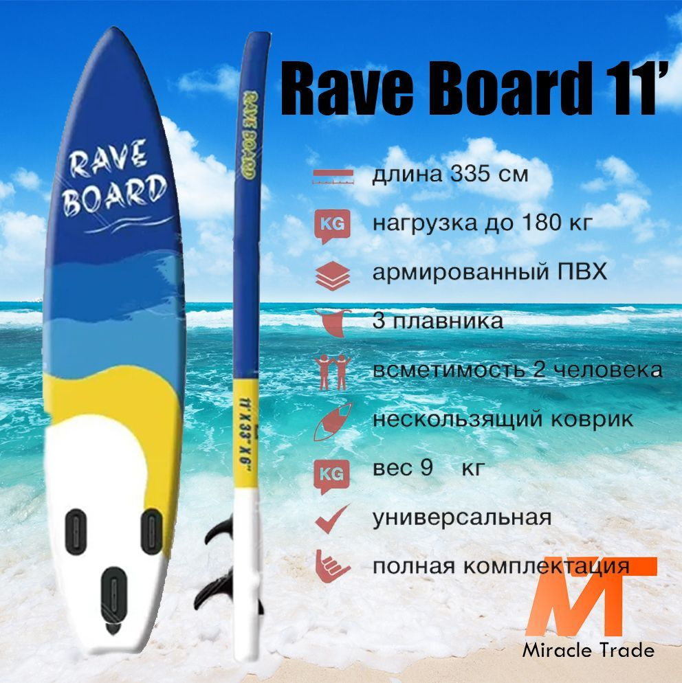 Надувная SUP-доска двухслойная Supboard / сапборд сап Rave Board Blue ...