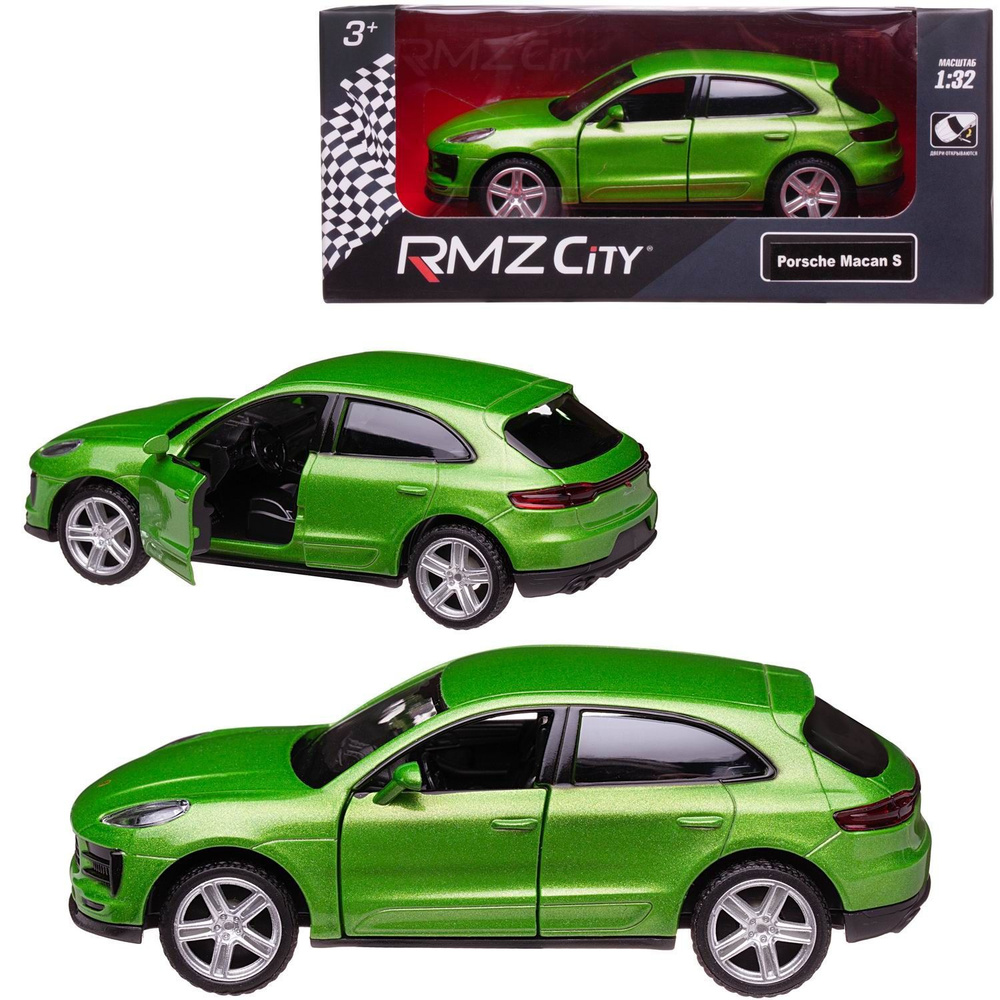 Машинка металлическая Uni-Fortune RMZ City 1:32 Porsche Macan S 2019 (цвет зеленый)  #1