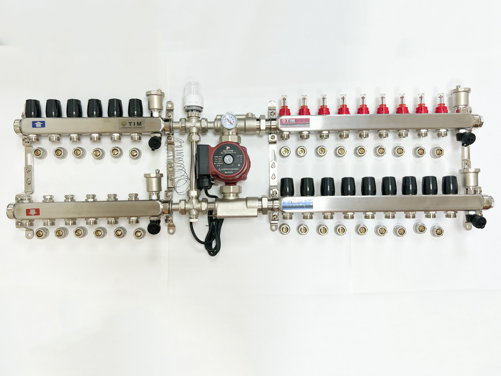 Комплект для подключения тёплого водяного пола на 9 выходов и радиаторов отопления 6 шт  #1