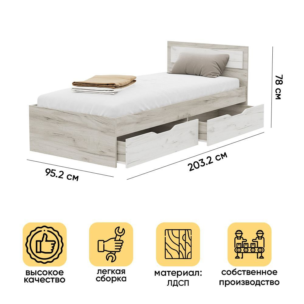 Односпальные кровати с выдвижными ящиками для хранения белья — mebHOME