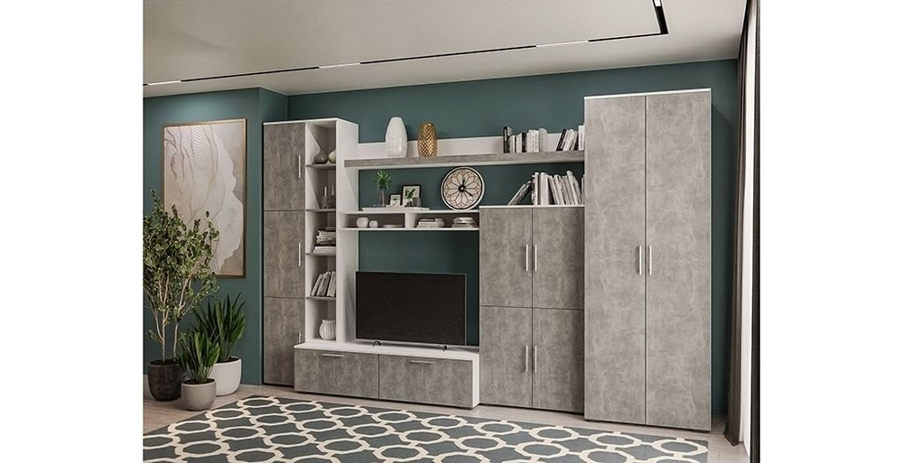 Готовая гостиная Мальта, 350х50х219.6 см, комплект мебели для гостиной ...