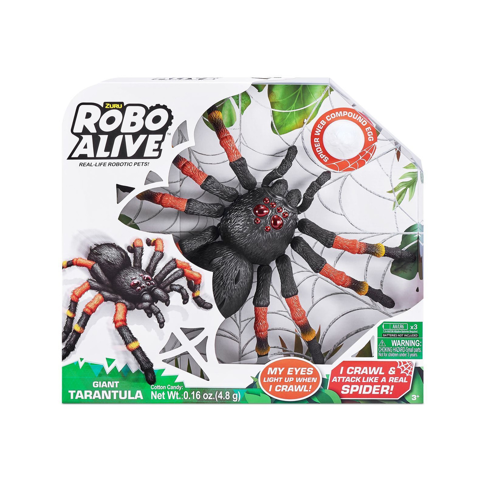 Интерактивная игрушка ZURU ROBO ALIVE Тарантул со светящимися глазами,  игрушки для мальчиков, 3+, 7170 - купить с доставкой по выгодным ценам в  интернет-магазине OZON (733684512)