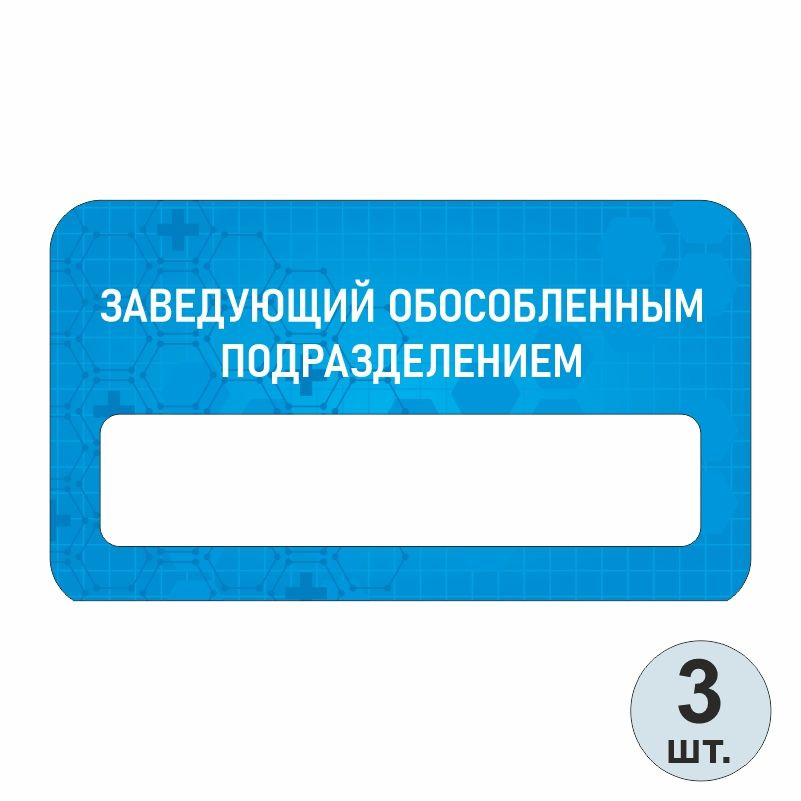 Бейдж медицинский "Заведующий Обособленным Подразделением" 70х40 мм 3 шт бейджик на магните для персонала #1