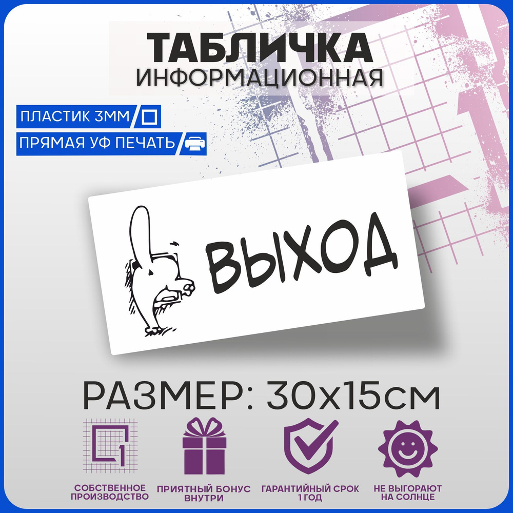 Таблички информационные на дверь Выход v1 30х15см, 30 см - купить в  интернет-магазине OZON по выгодной цене (973688259)