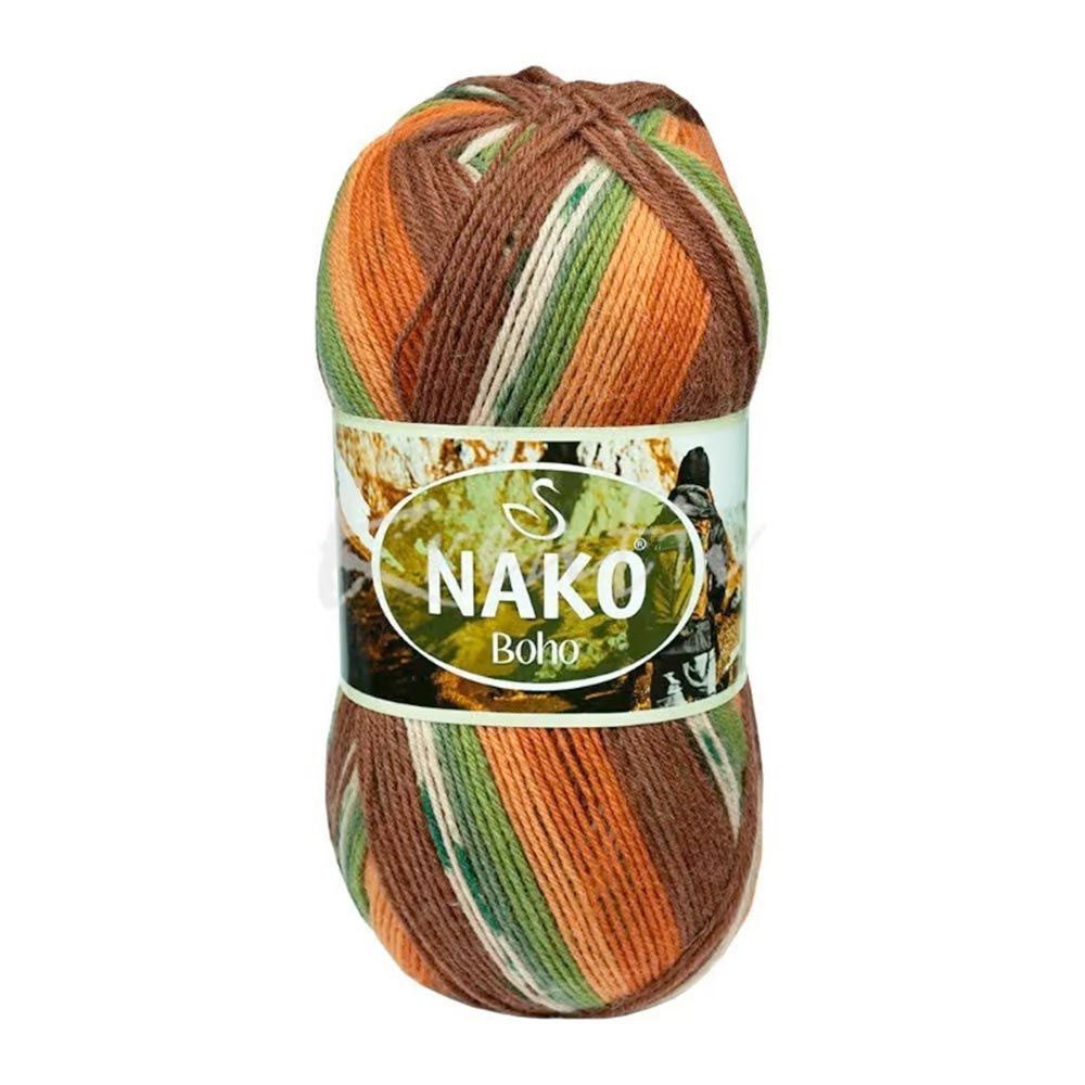 Пряжа Nako Boho (Нако Бохо Дизайн) 82689 Wanderer/Странник секционная  400м/100г 75% шерсть, 25% полиамид - купить с доставкой по выгодным ценам в  интернет-магазине OZON (971651998)