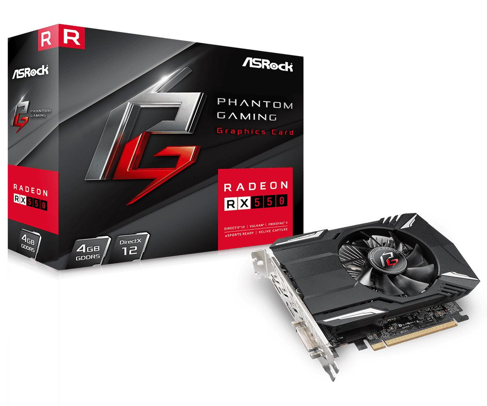 ASRock Видеокарта Radeon RX 550 4 ГБ (PHANTOM G R RX550 4G)