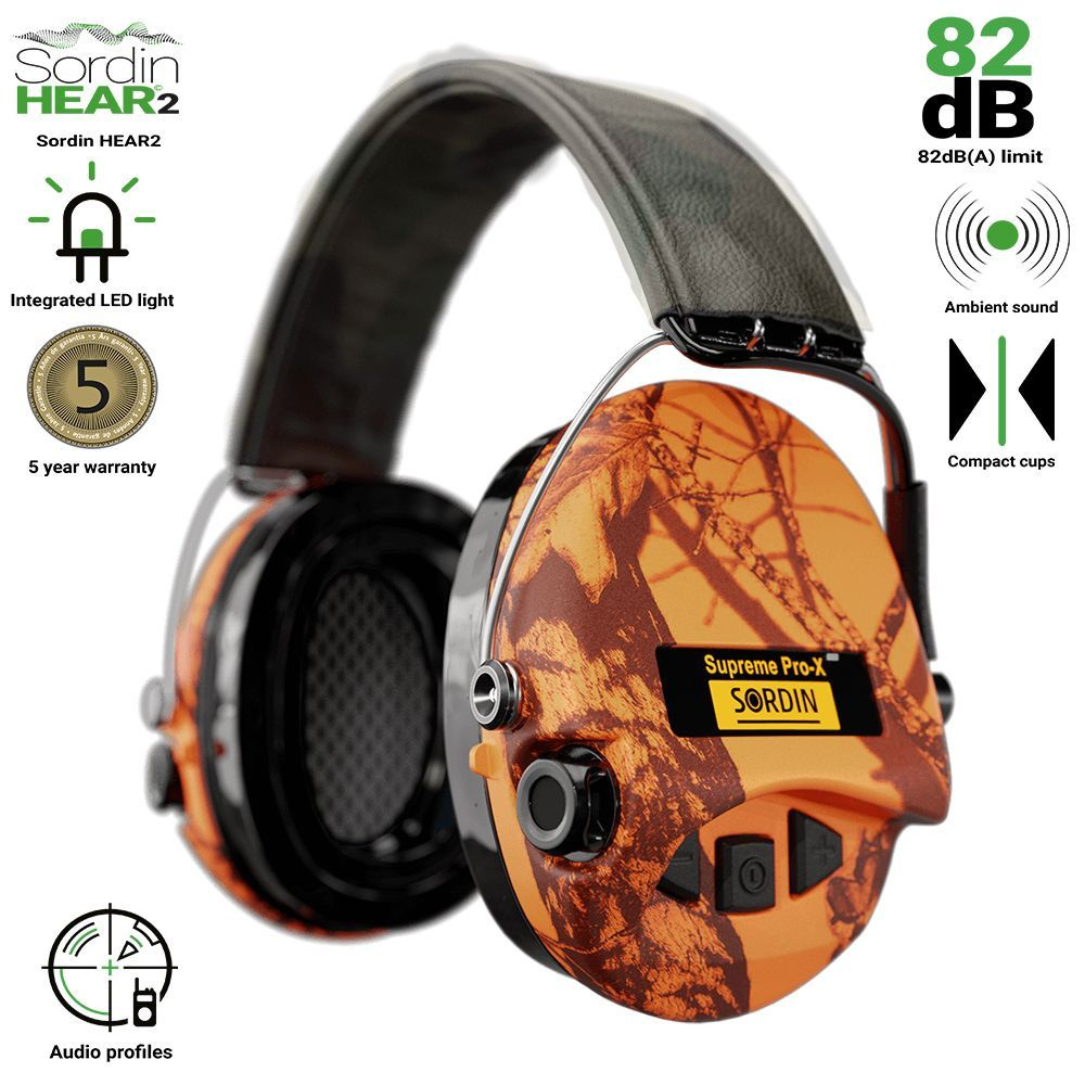 Наушники активные Sordin Supreme Pro-X Led, orange-MossyOak (модель 2023г) #1