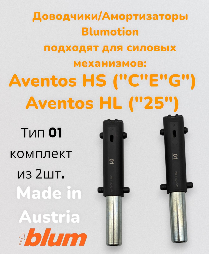 Доводчик Blumotion для Aventos 01 комплект (2шт.) Амортизатор для Авентос Блюм Демпфер для подъёмника #1