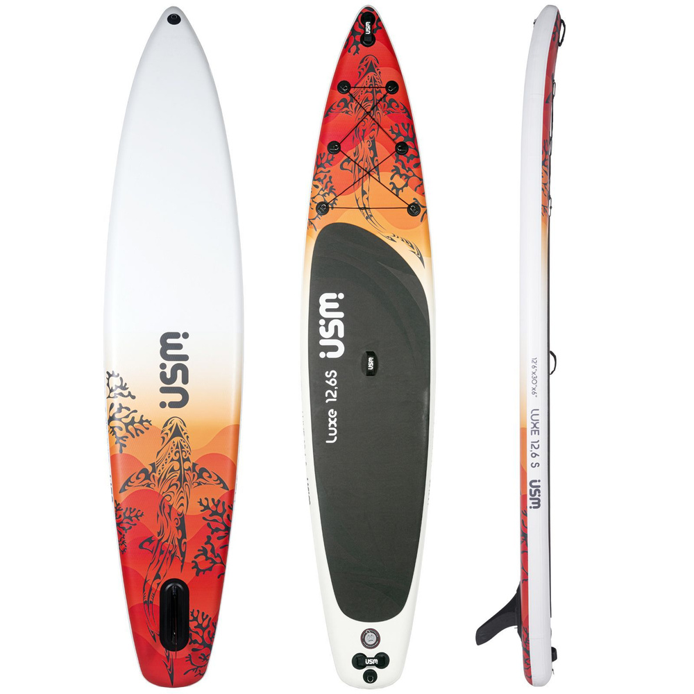 SUP-доска LUXE USM 12,6 Sport Shark Orange/384х76х15 см/ 12.6 ft х30х6 д/сап  доска двухслойная /для серфинга Sup board - купить с доставкой по выгодным  ценам в интернет-магазине OZON (1036210604)