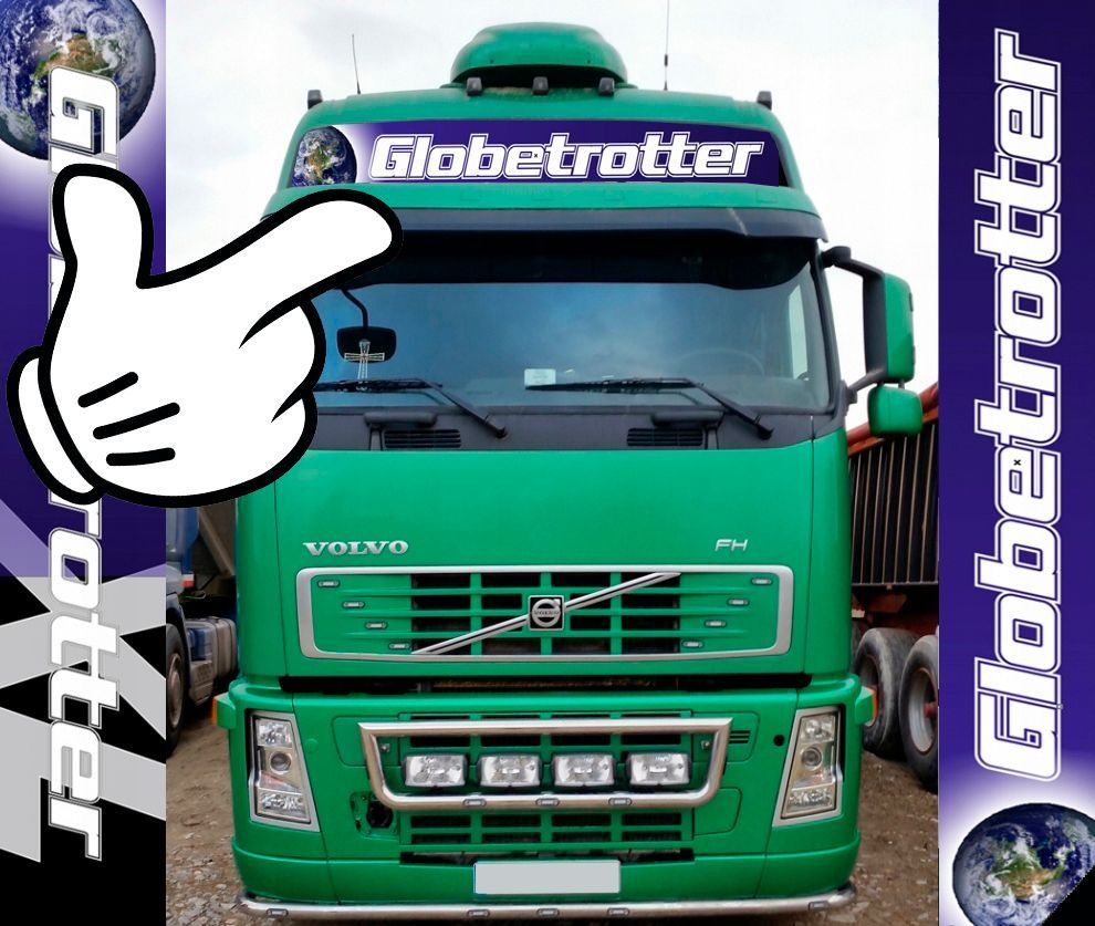 Наклейка GLOBETROTTER (Глобетроттер) на VOLVO FH FM (cиний фон, без надписи  XL) - купить по выгодным ценам в интернет-магазине OZON (808422555)