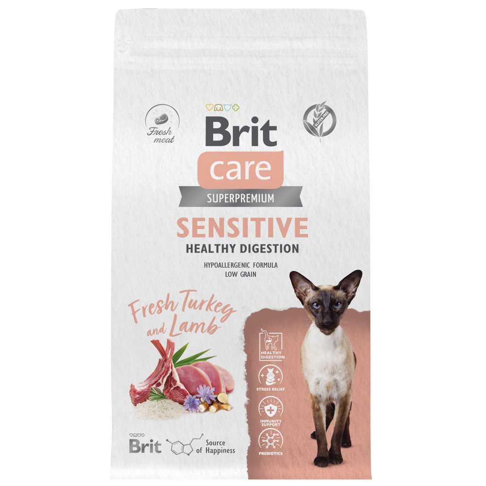 Корм для кошек сухой Brit CARE Sensitive Healthy Digestion, здоровое пищеварение, индейка/ягнёнок, 1,5 #1