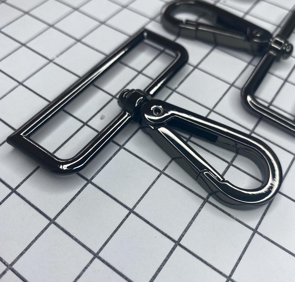 Карабин металлический 50 мм Черный Никель, карабин для сумок и рюкзаков ...