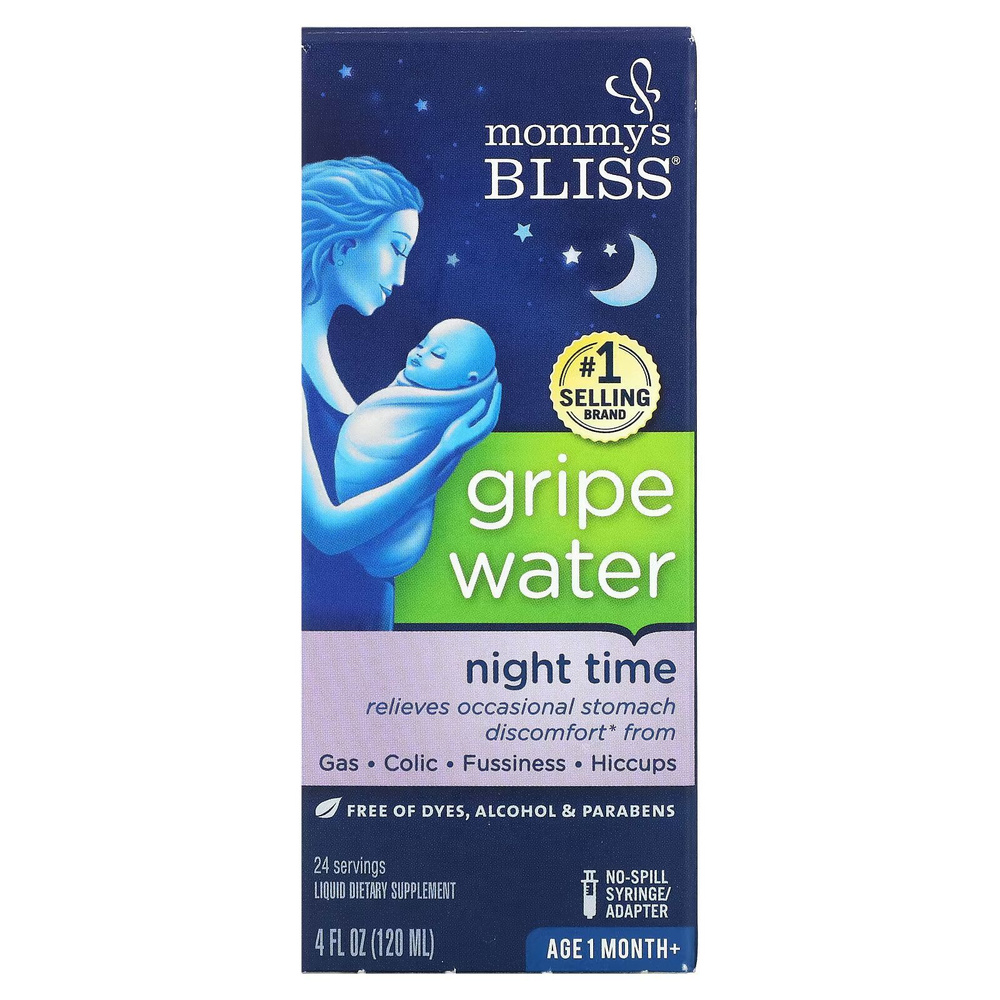 Mommys Bliss, Средство от коликов для новорожденных Gripe Water Night, укропная вода, 120мл  #1