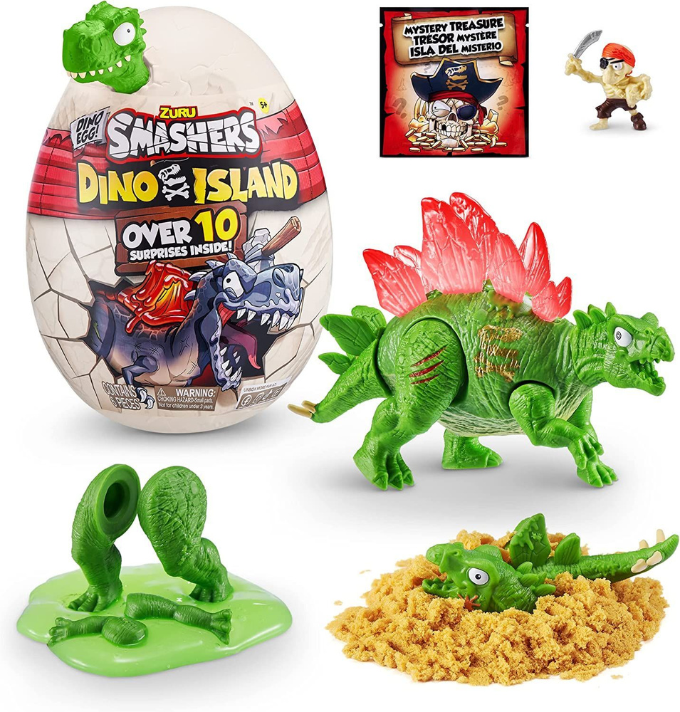 Smashers Dinosaur Island Mini Egg Stegosaurus, ZURU Prehistoric Discovery  Toy, 10 сюрпризов острова динозавров, игрушки динозавров, слизь, песок и  многое другое, для возраста 5+ - купить с доставкой по выгодным ценам в